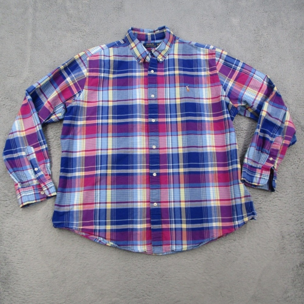 Polo Ralph Lauren Mens XXL Classic Fit Plaid Button Down Shirt Multi Color